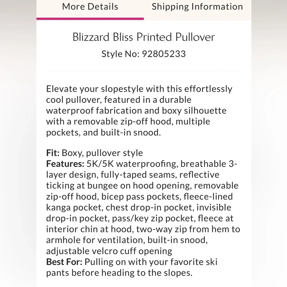 Free People FP Movement Blizzard Bliss Printed Pullover Waterproof Jacket